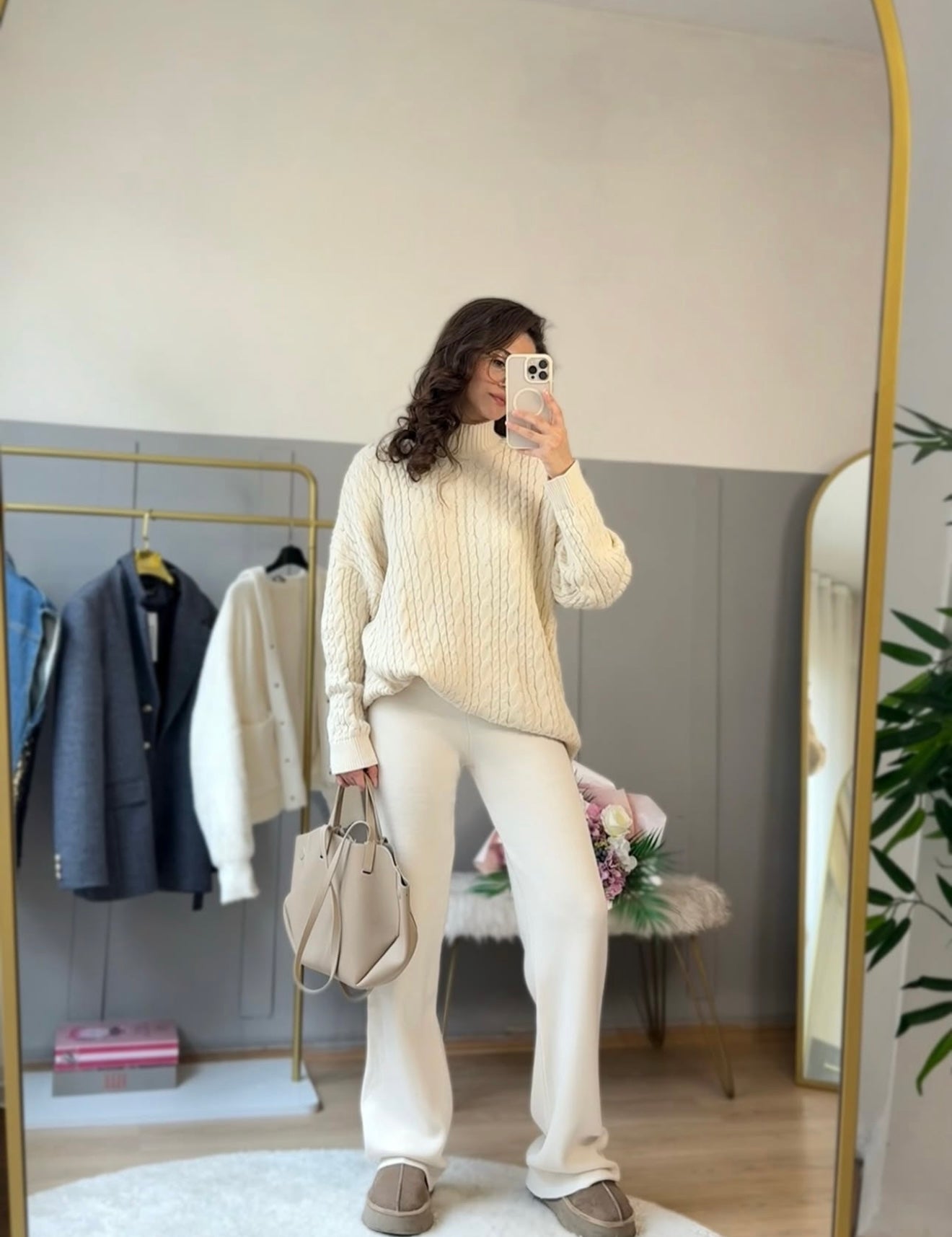 Almond Knit Örgü Model Kazak