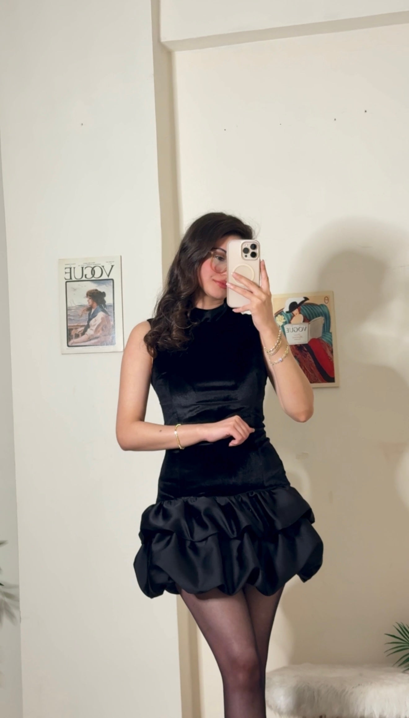 Velvet Ruffle Mini Siyah Elbise