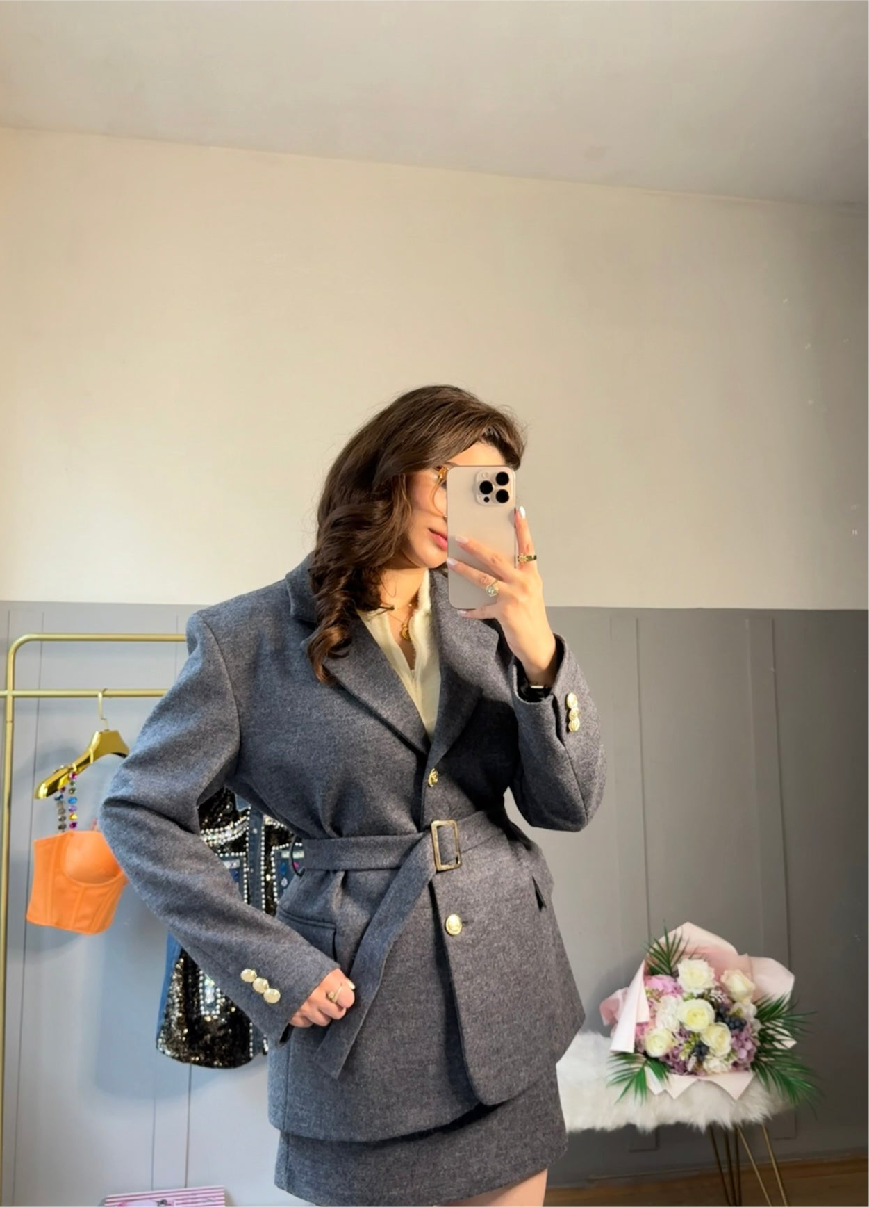 Royal Wool Blend Kaşe Etek-Ceket Takım