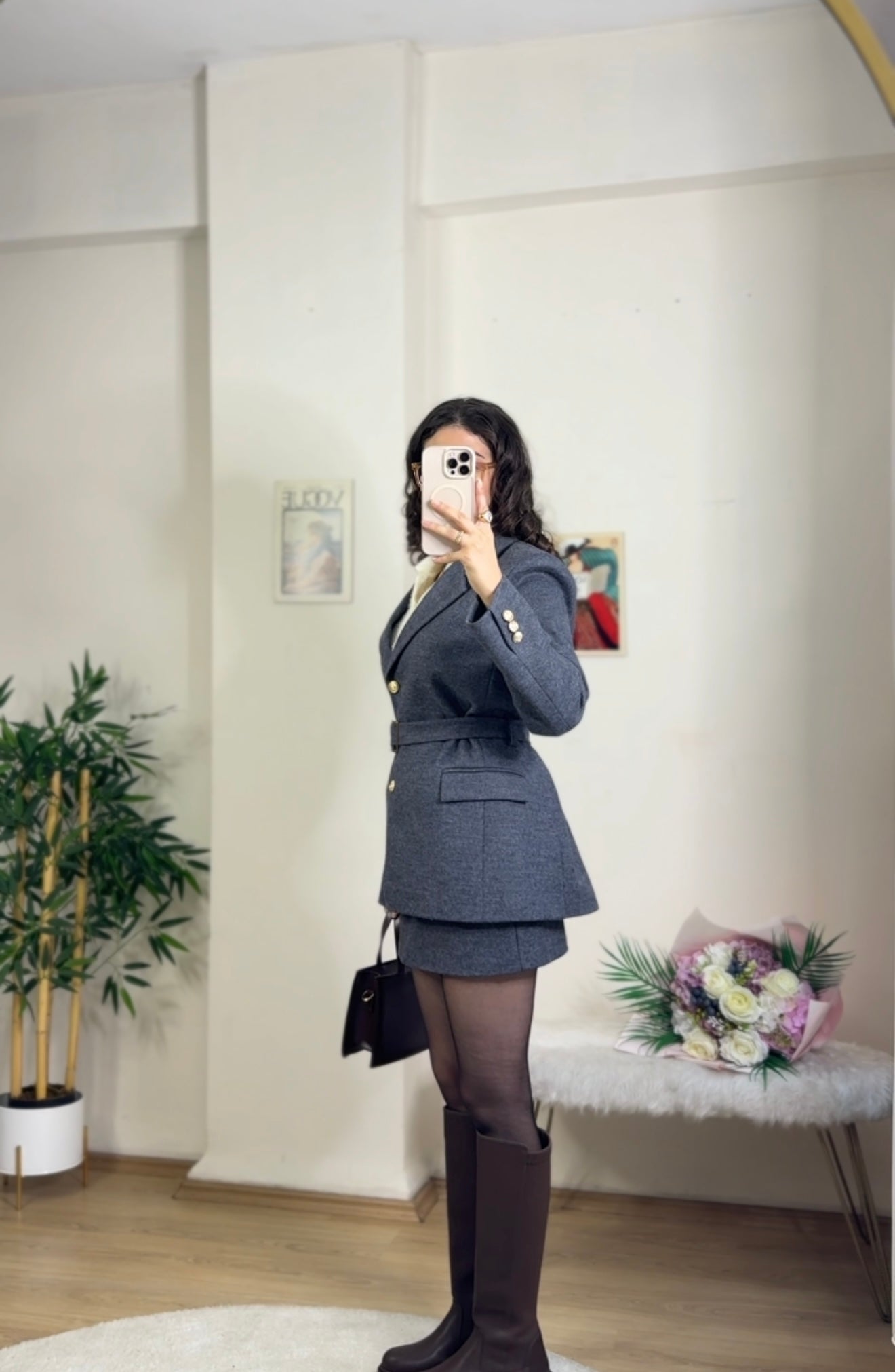 Elegant Kaşe Kemerli Ceket