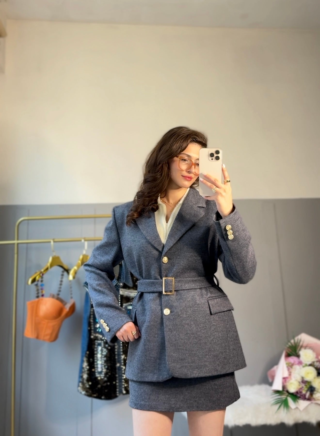 Royal Wool Blend Kaşe Etek-Ceket Takım