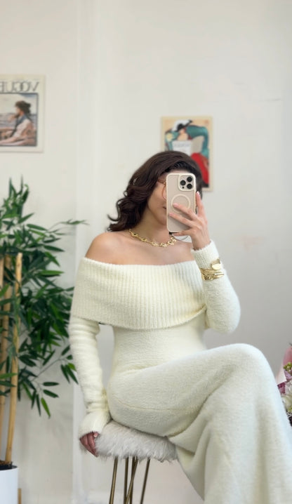 Madonna Winter Luxe Elbise Beyaz