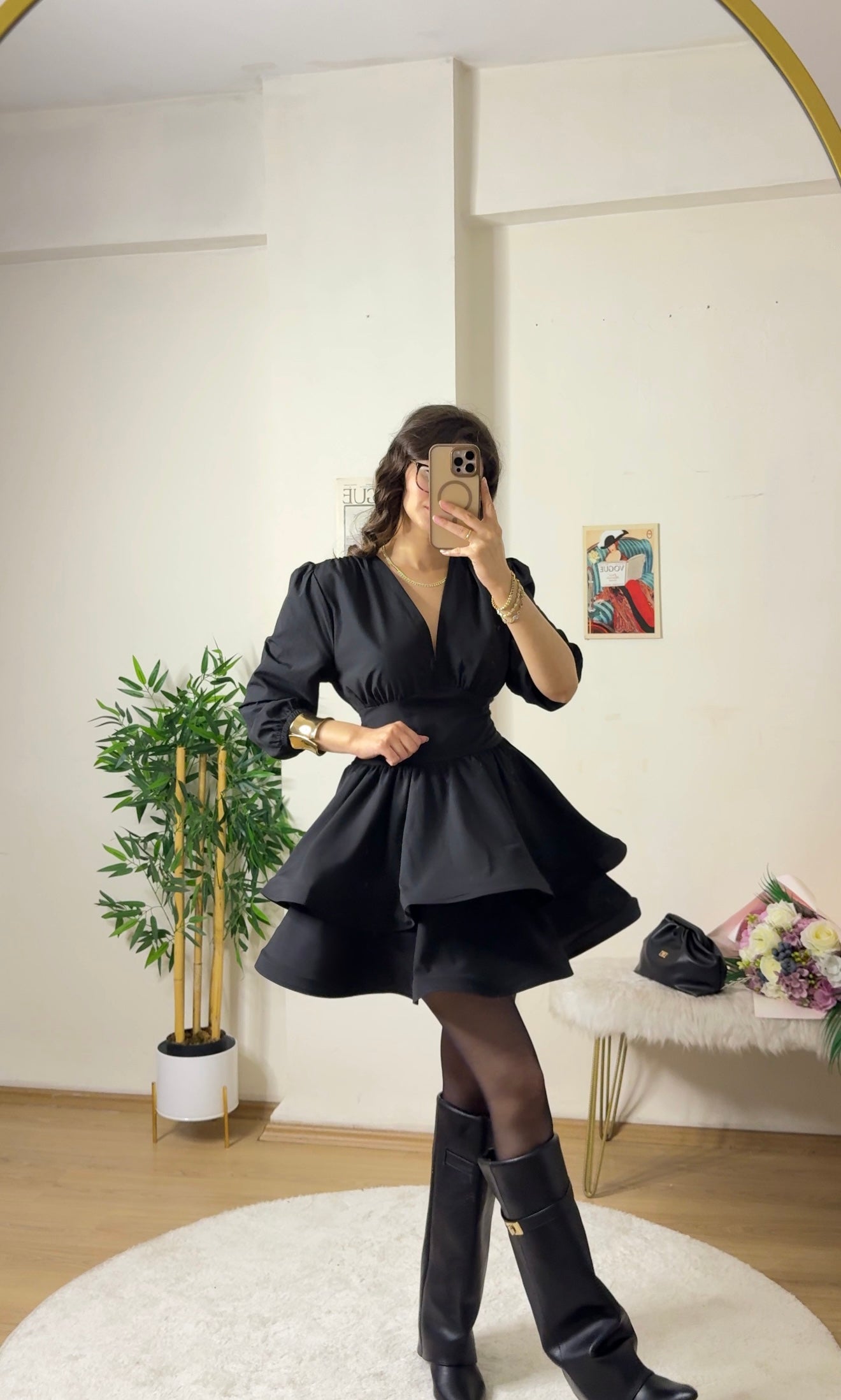 Couture Silhouette Tarlatan Elbise Siyah