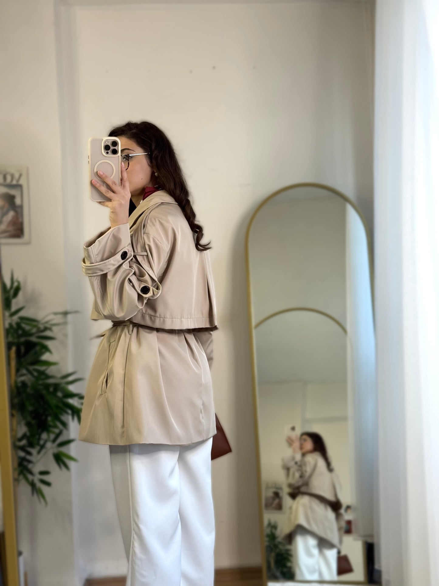 Pure Gabardin Yarım Trençkot Bej