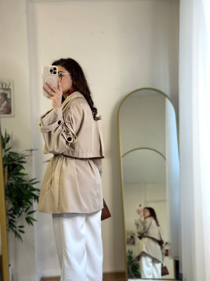 Pure Gabardin Yarım Trençkot Bej