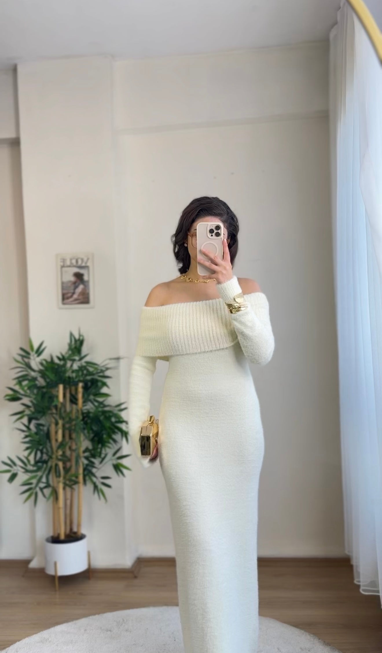 Madonna Winter Luxe Elbise Beyaz