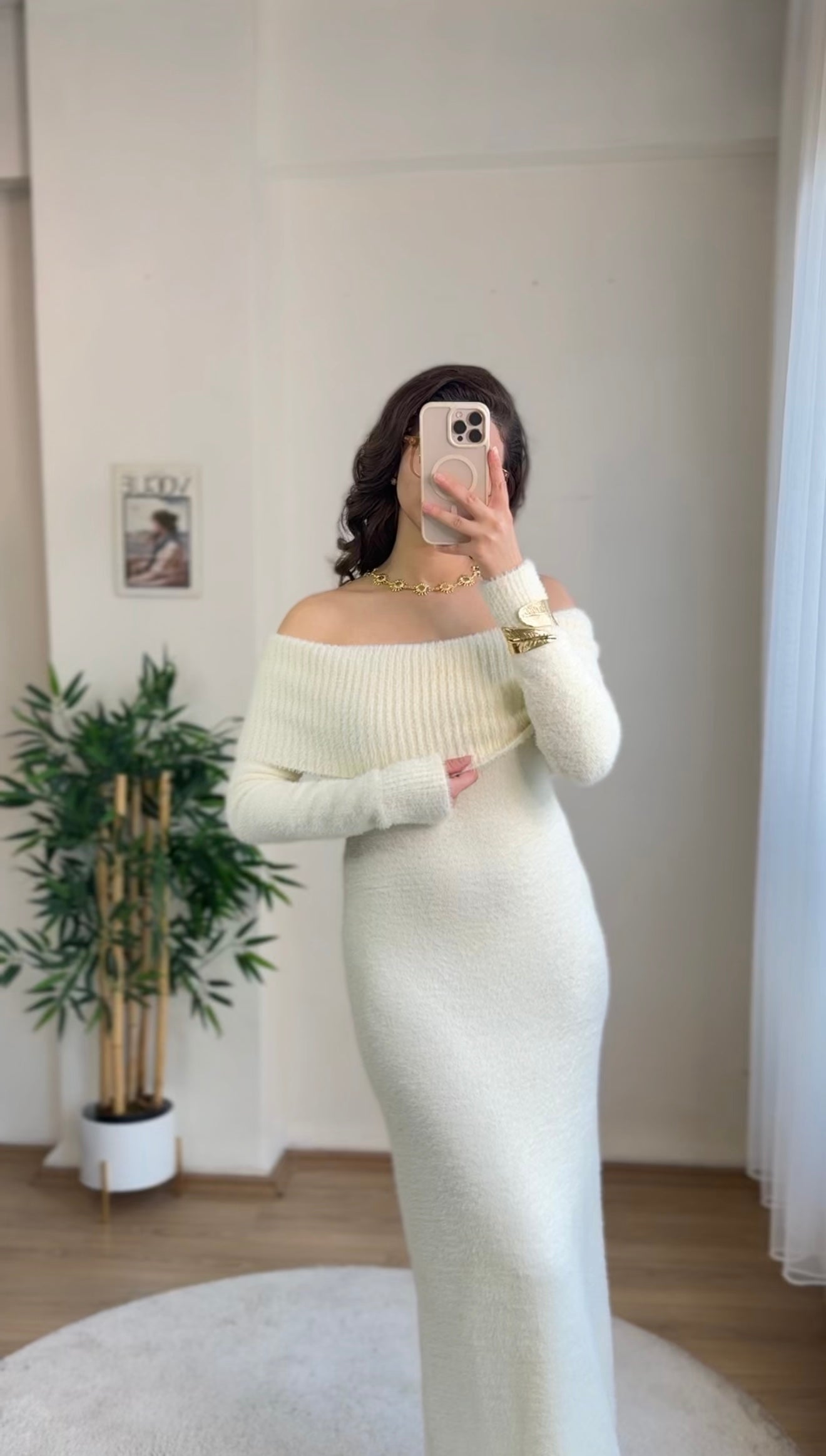 Madonna Winter Luxe Elbise Beyaz