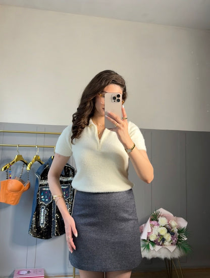 Elegance Polo Yaka Yarım Kol Kazak