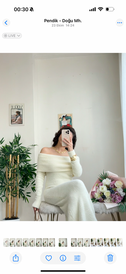 Madonna Winter Luxe Elbise Beyaz