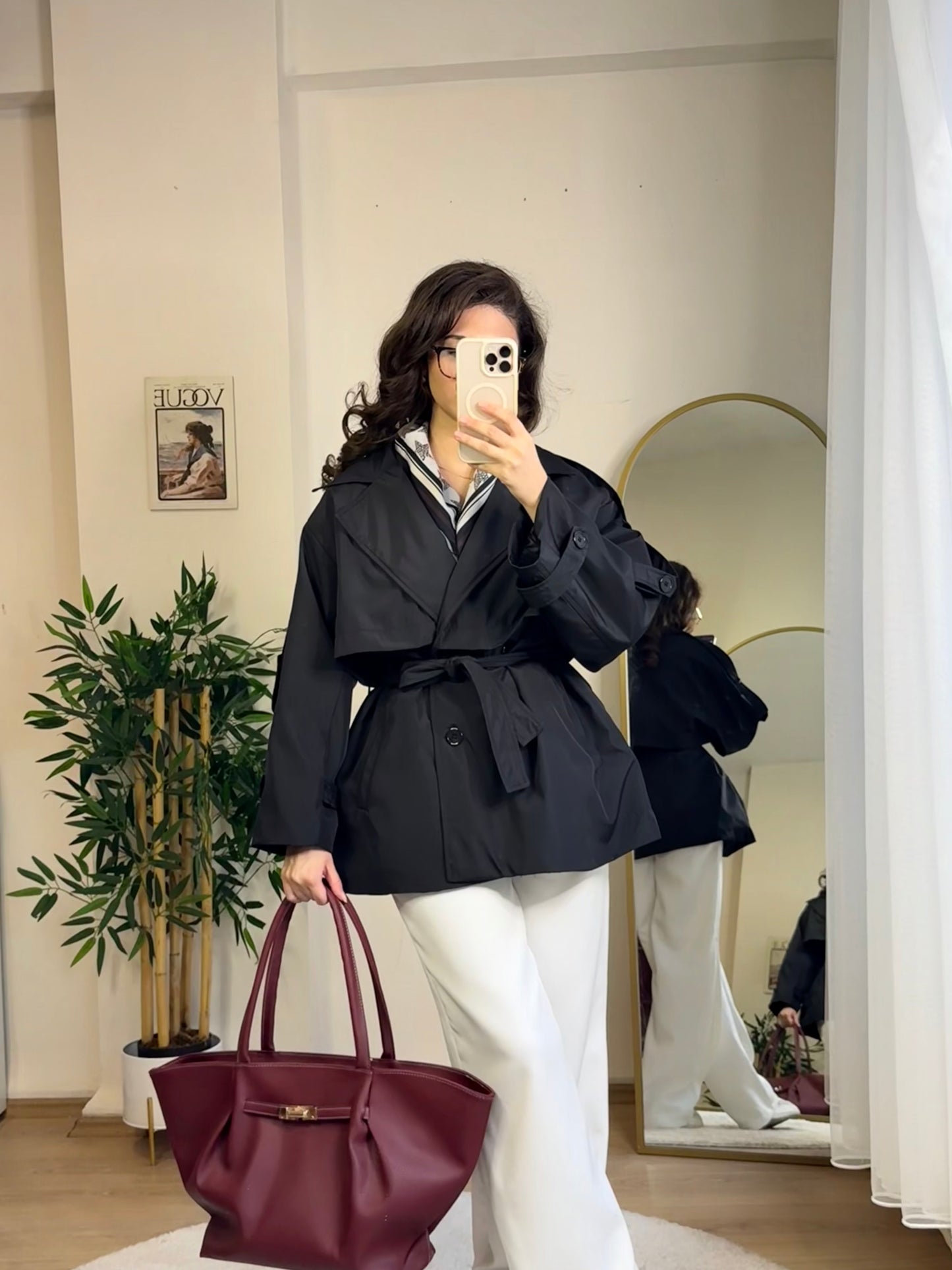 Pure Gabardin Yarım Trençkot Siyah