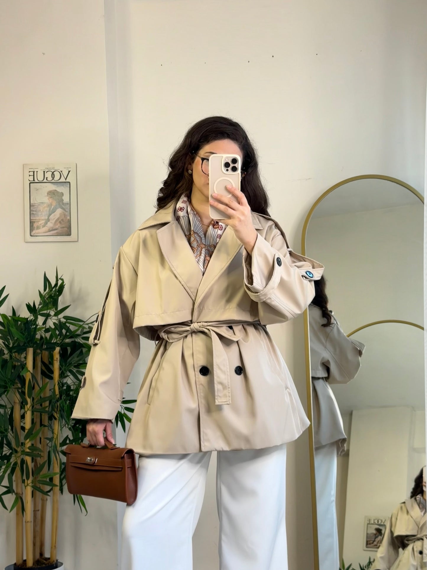 Pure Gabardin Yarım Trençkot Bej