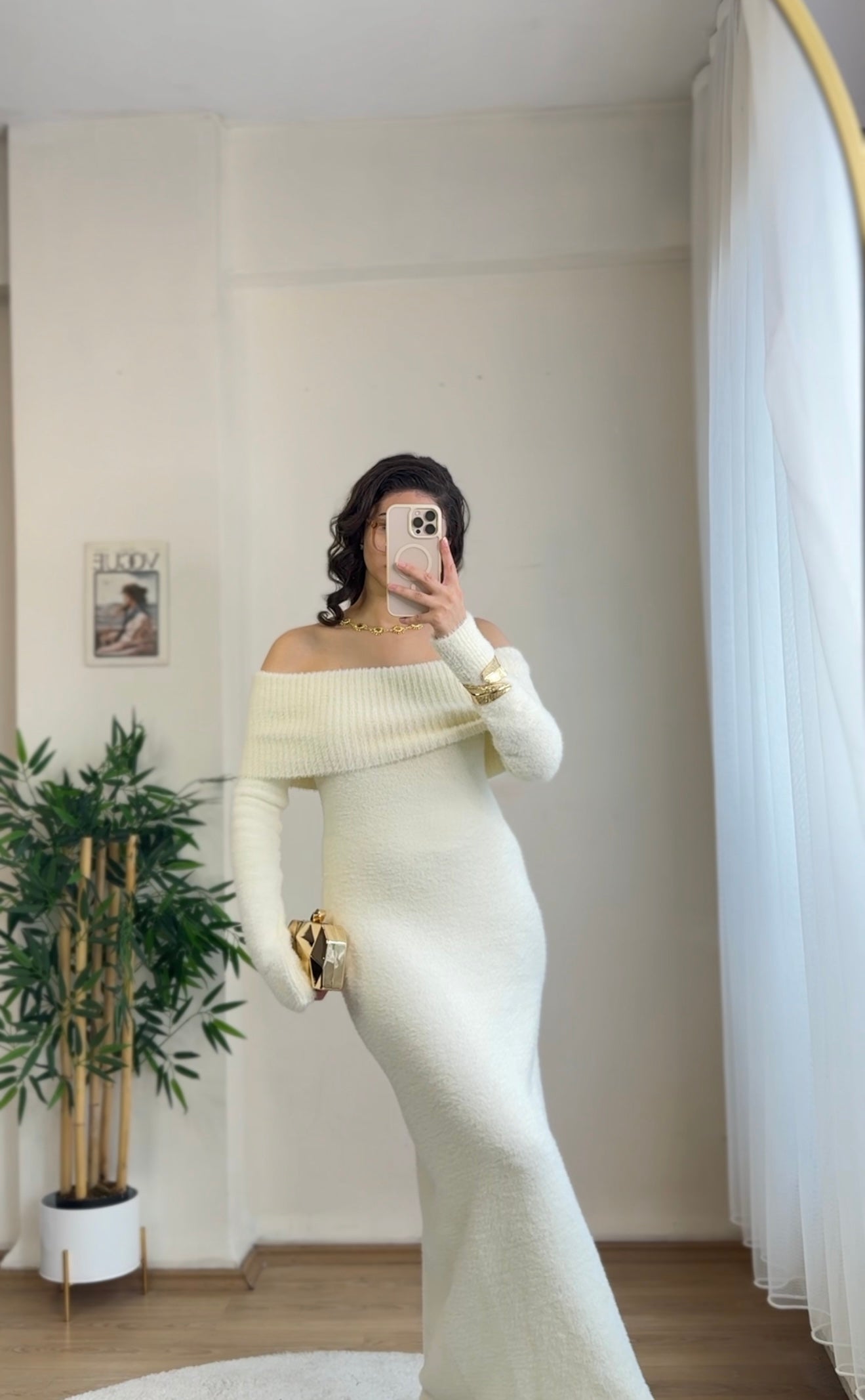 Madonna Winter Luxe Elbise Beyaz