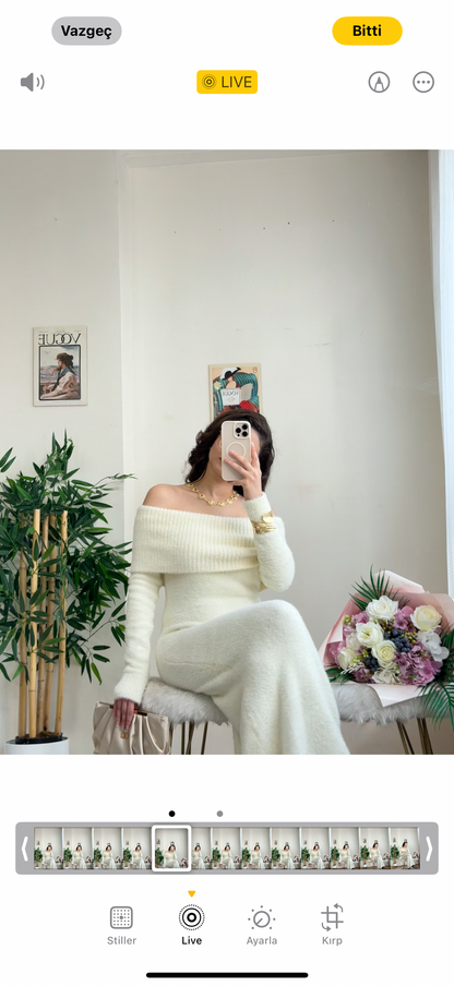 Madonna Winter Luxe Elbise Beyaz