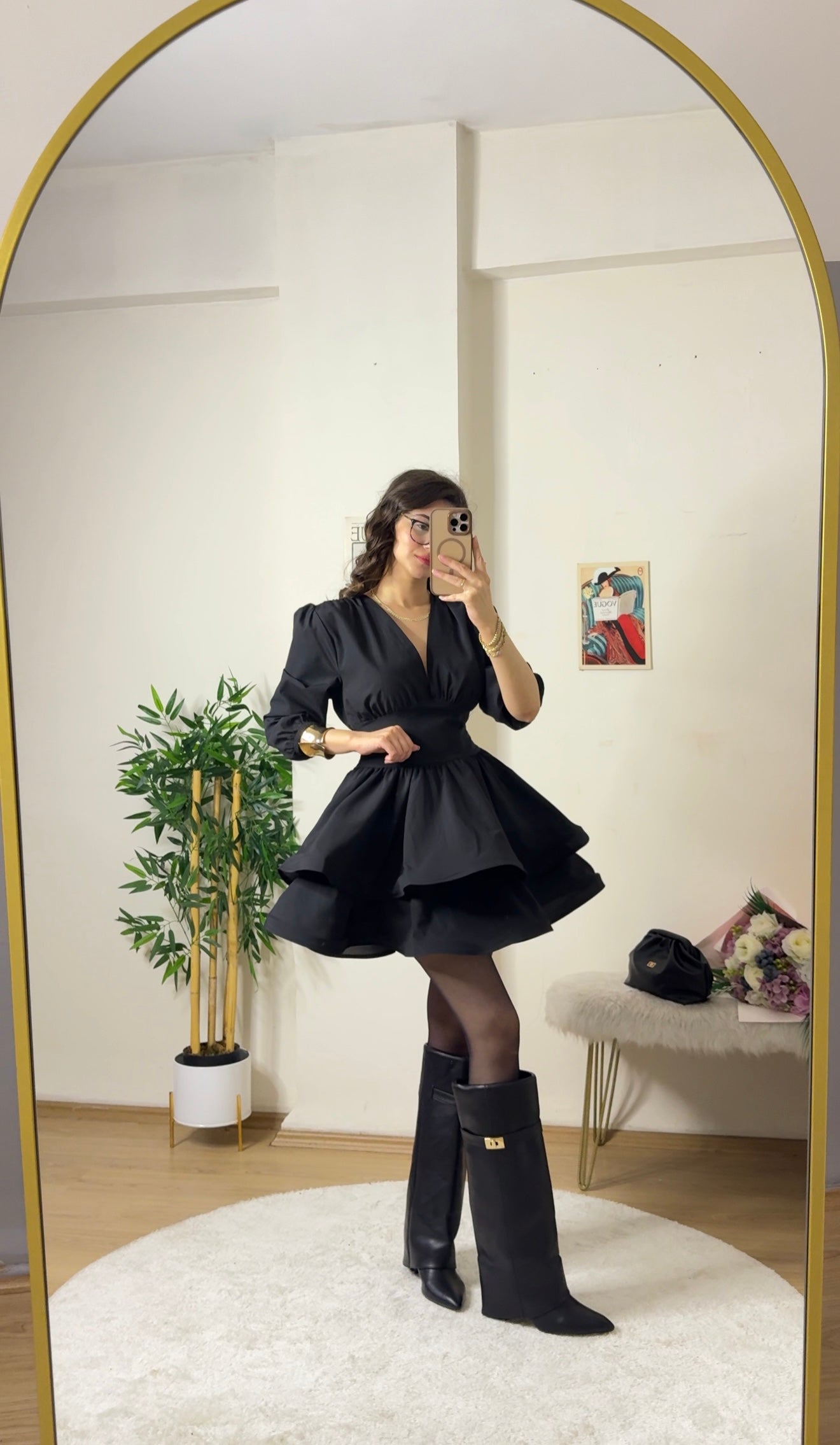 Couture Silhouette Tarlatan Elbise Siyah