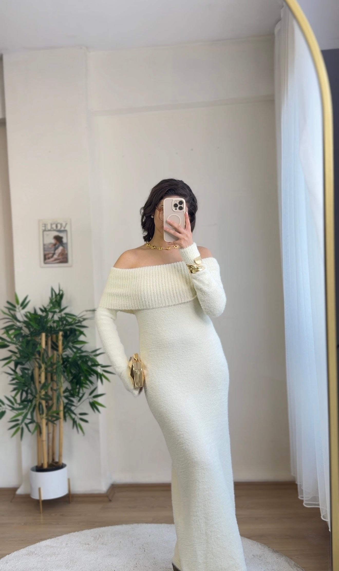 Madonna Winter Luxe Elbise Beyaz