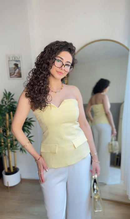 Straplez Elegant Ceket Sarı