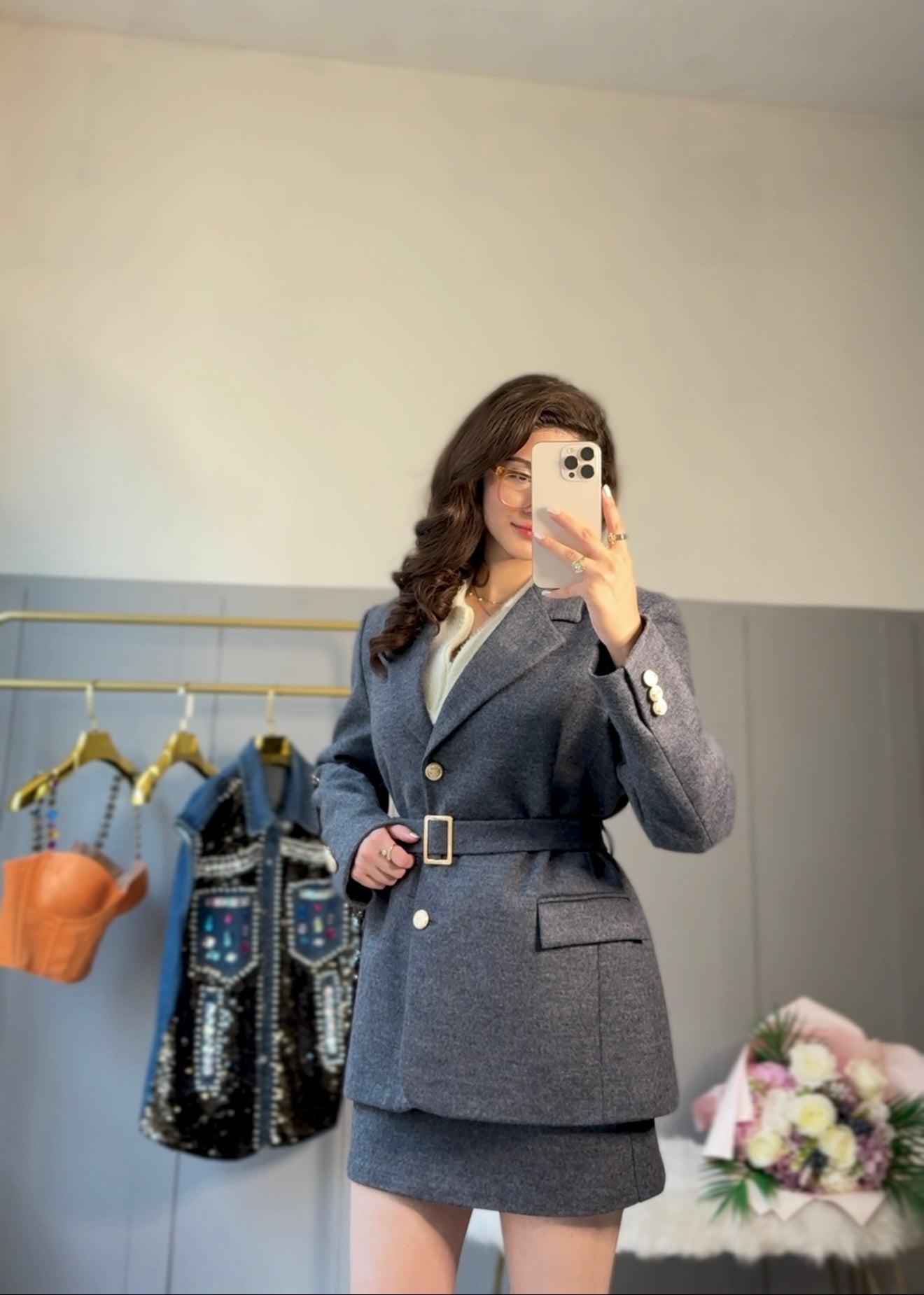 Elegant Kaşe Kemerli Ceket