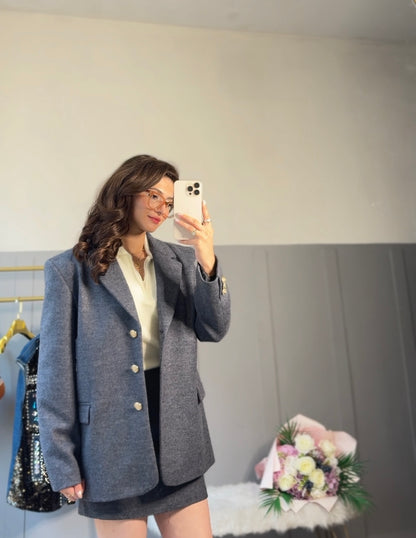 Elegant Kaşe Kemerli Ceket