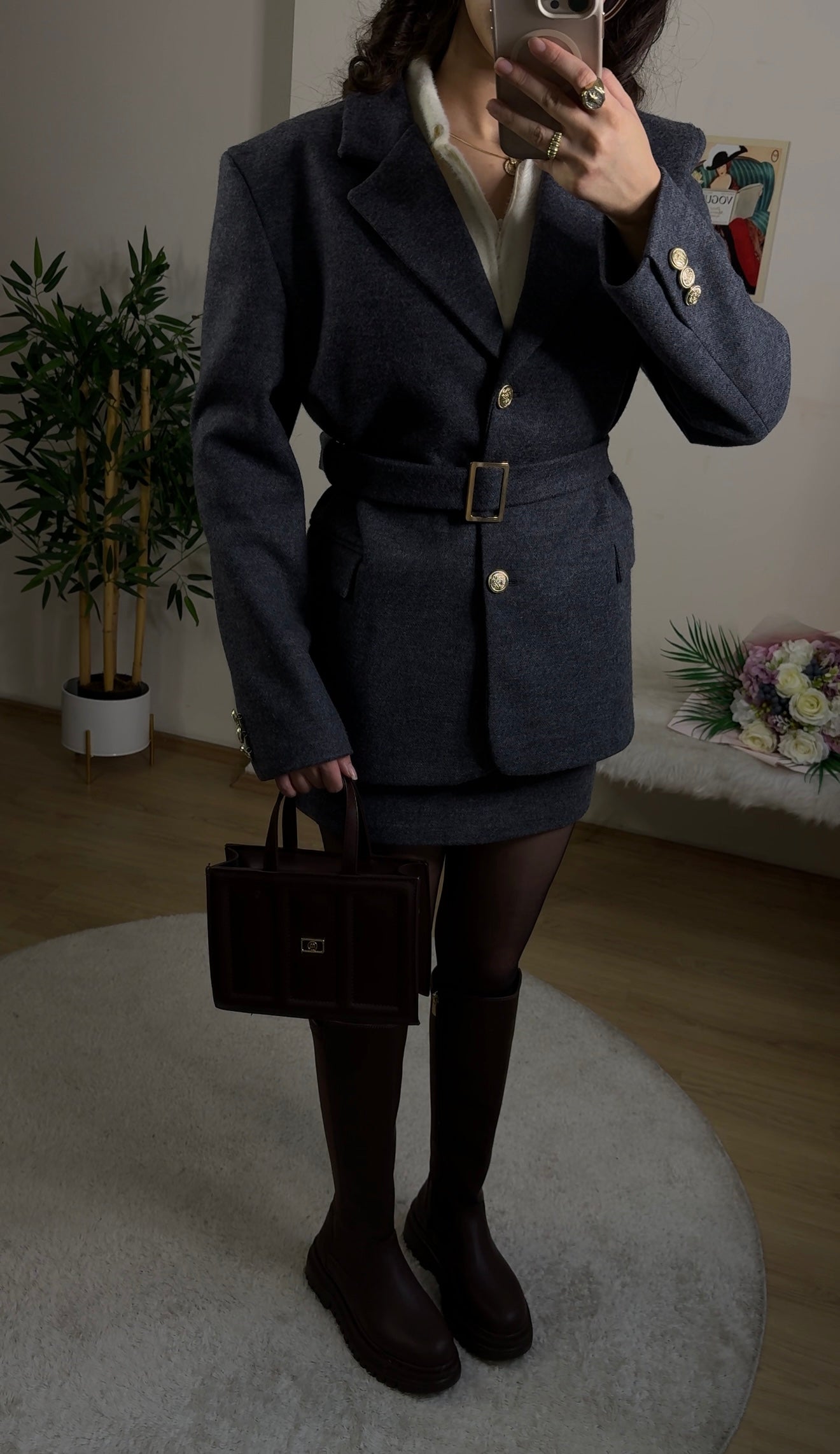 Royal Wool Blend Kaşe Etek-Ceket Takım