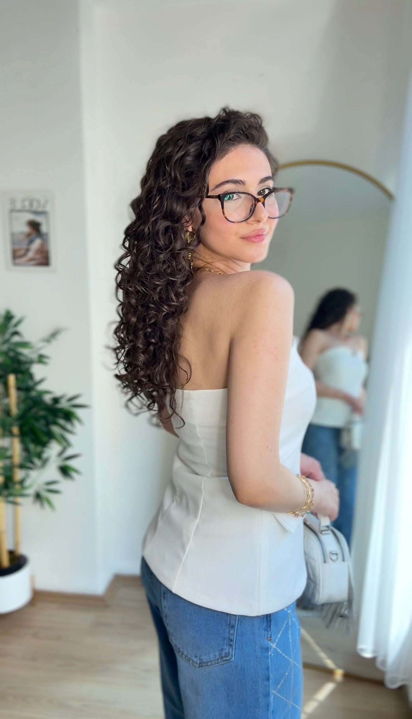 Straplez Elegant Ceket Beyaz