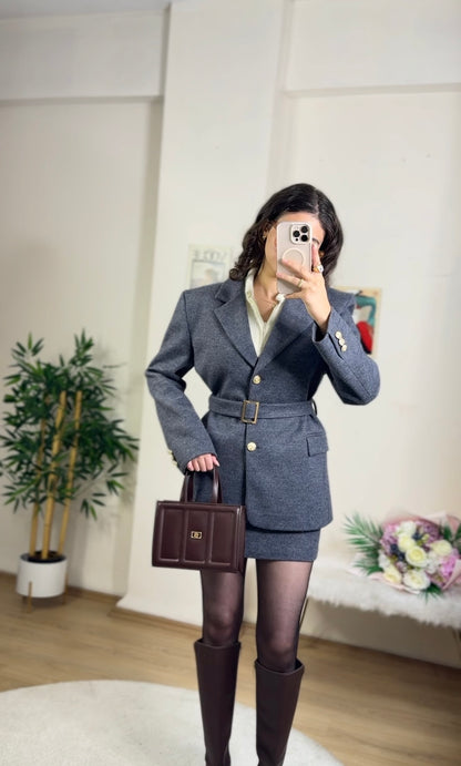 Royal Wool Blend Kaşe Etek-Ceket Takım